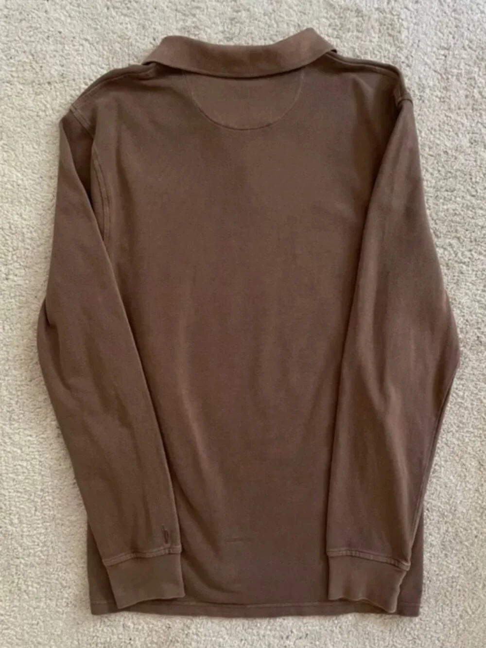 J.Crew Long Sleeve Washed Pique Polo Shirt Oarsman Deep Twig Brown Preppy Size M